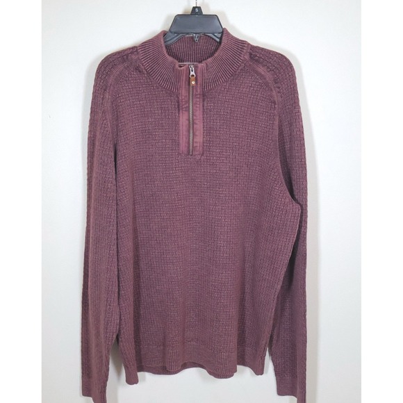 Tommy Bahama Other - Tommy Bahama Sweater Quarter Zip Men Size XL Purple‎ Basketweave  Elbow Patches